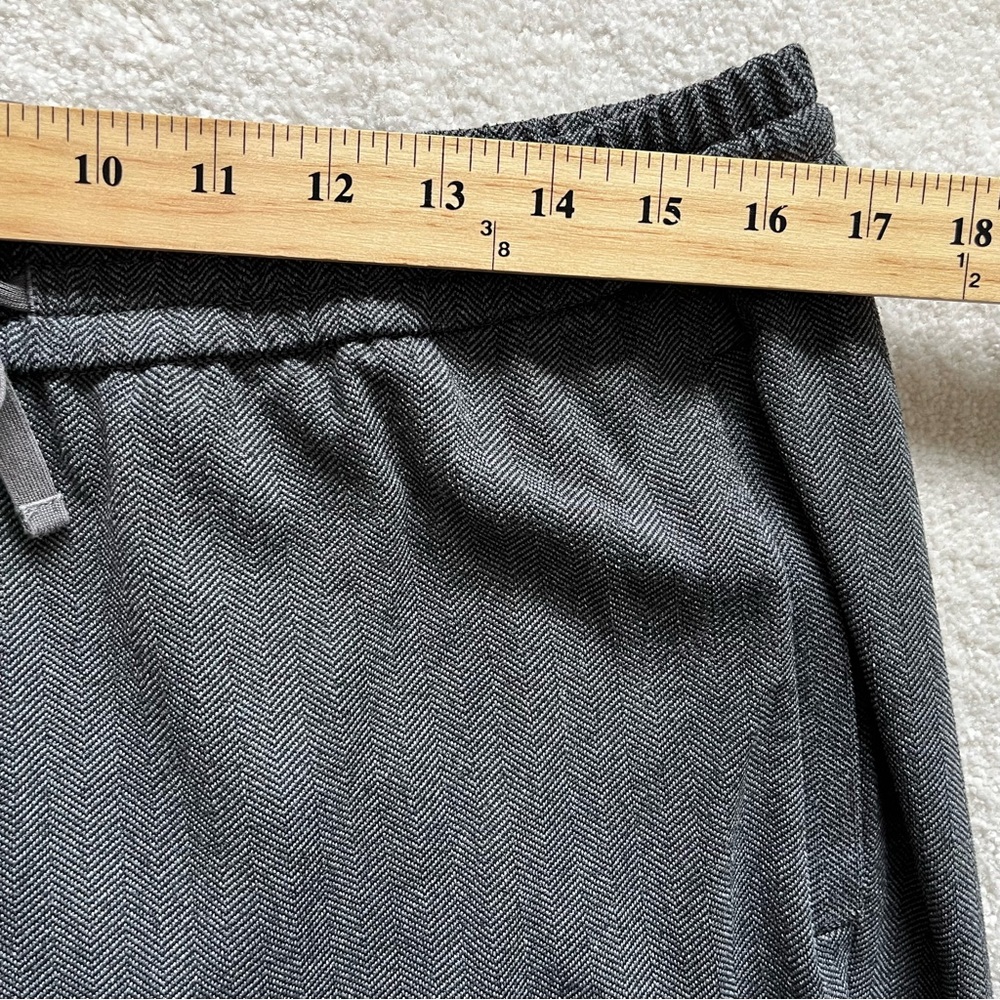 EILEEN FISHER ELASTIC WAIST HERRINGBONE PRINT CHARCOAL GRAY PANTS SIZE Medium - Picture 6 of 10